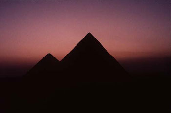 pyramids at dusk
